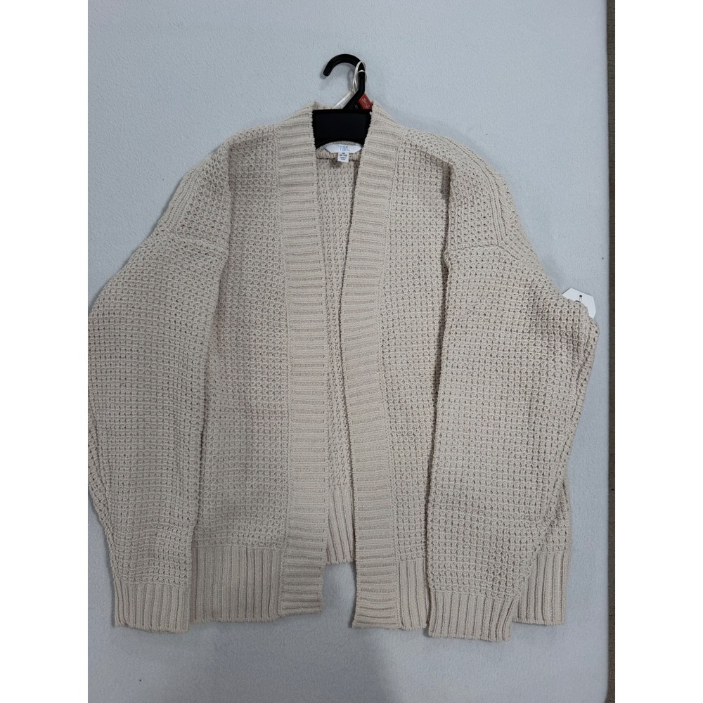 Time and Tru Women Chenille Cardigan Papyrus Beige Waffle M 8-10 TT3636010017